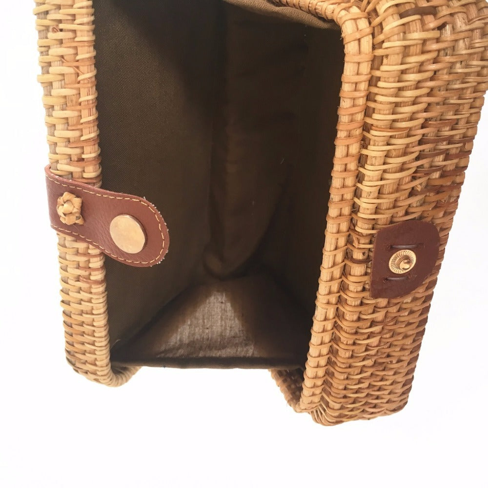 Handmade crochet straw knit woven summer bag for women from the summer collection