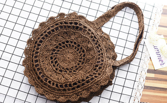 Handmade crochet straw knit woven summer bag for women from the summer collection