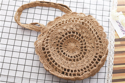 Handmade crochet straw knit woven summer bag for women from the summer collection