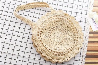 Handmade crochet straw knit woven summer bag for women from the summer collection