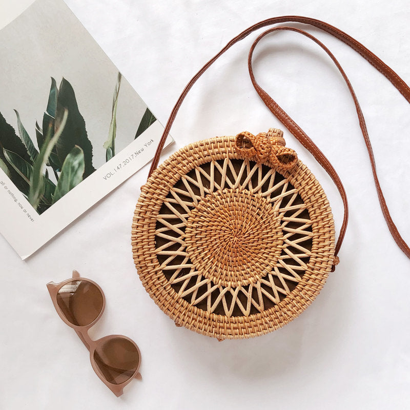 Handmade crochet straw knit woven summer bag for women from the summer collection