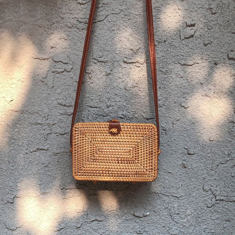 Handmade crochet straw knit woven summer bag for women from the summer collection