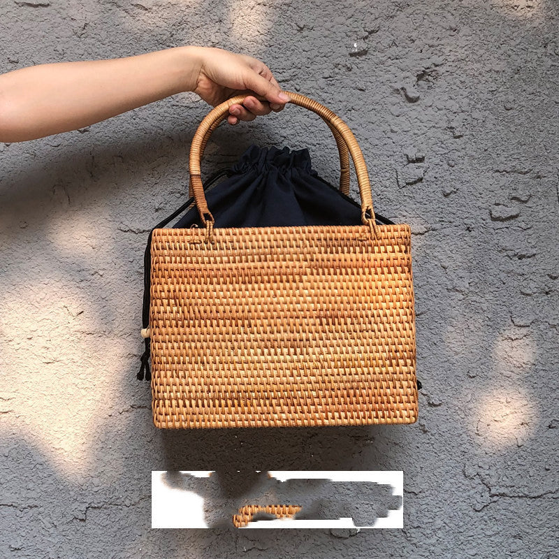 Handmade crochet straw knit woven summer bag for women from the summer collection