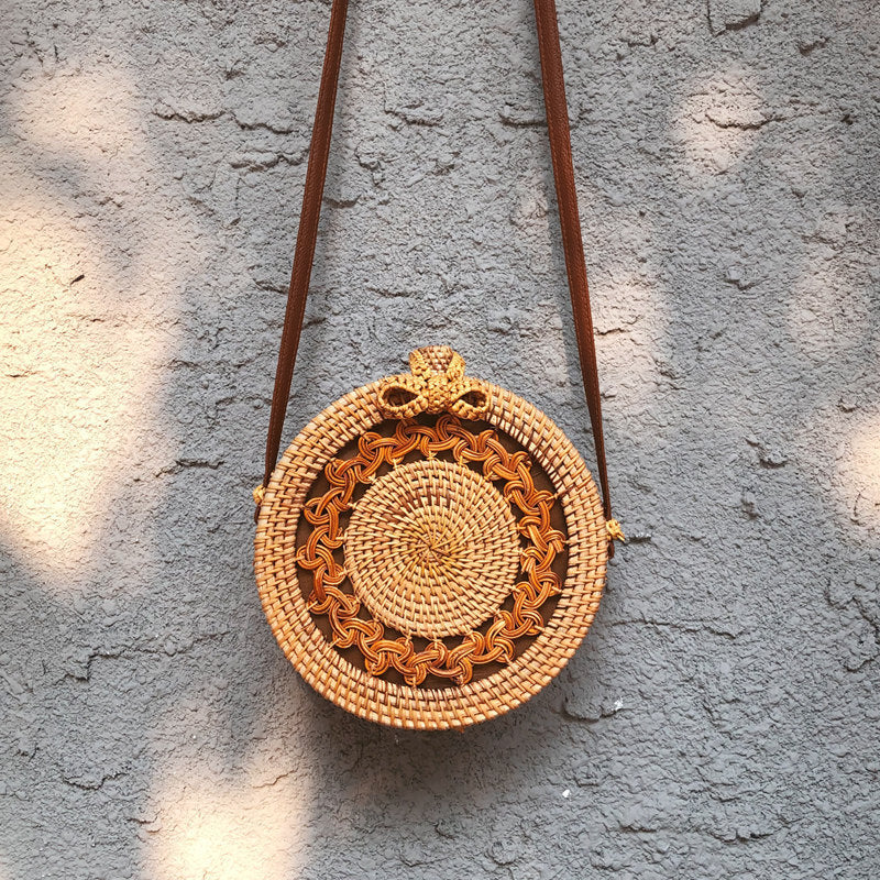 Handmade crochet straw knit woven summer bag for women from the summer collection