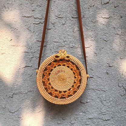 Handmade crochet straw knit woven summer bag for women from the summer collection