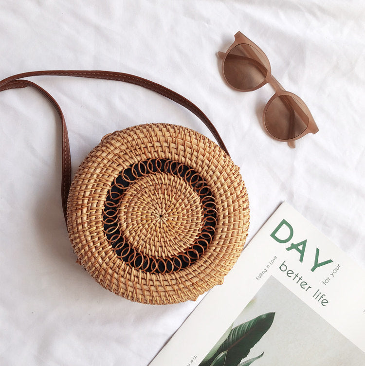 Handmade crochet straw knit woven summer bag for women from the summer collection