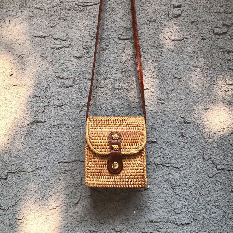 Handmade crochet straw knit woven summer bag for women from the summer collection