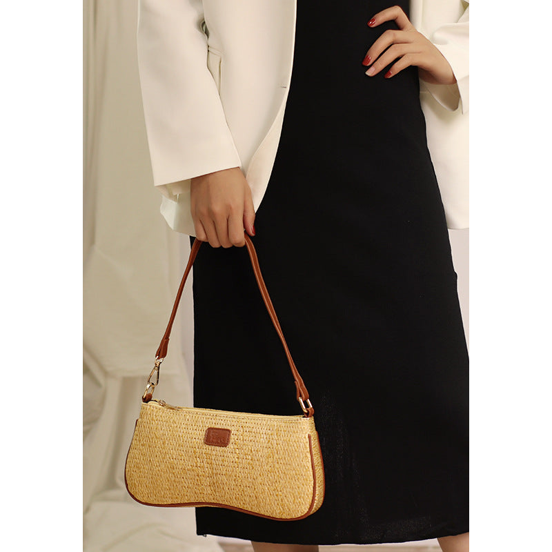 Handmade crochet straw knit woven summer bag for women from the summer collection