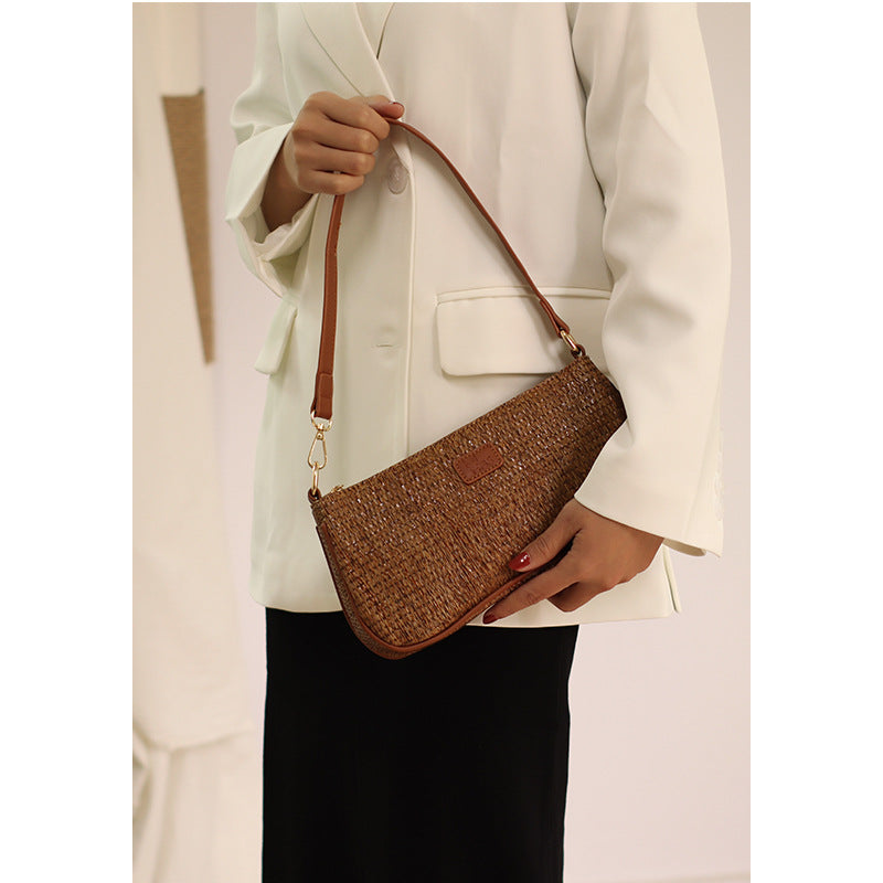 Handmade crochet straw knit woven summer bag for women from the summer collection