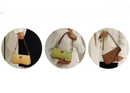 Handmade crochet straw knit woven summer bag for women from the summer collection