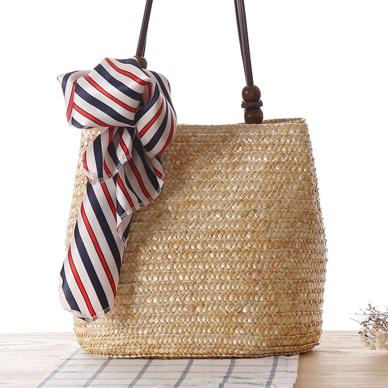 Handmade crochet straw knit woven summer bag for women from the summer collection