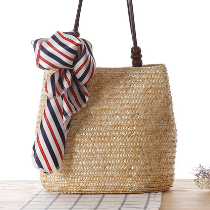 Handmade crochet straw knit woven summer bag for women from the summer collection
