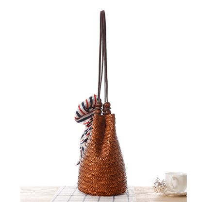 Handmade crochet straw knit woven summer bag for women from the summer collection