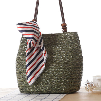 Handmade crochet straw knit woven summer bag for women from the summer collection