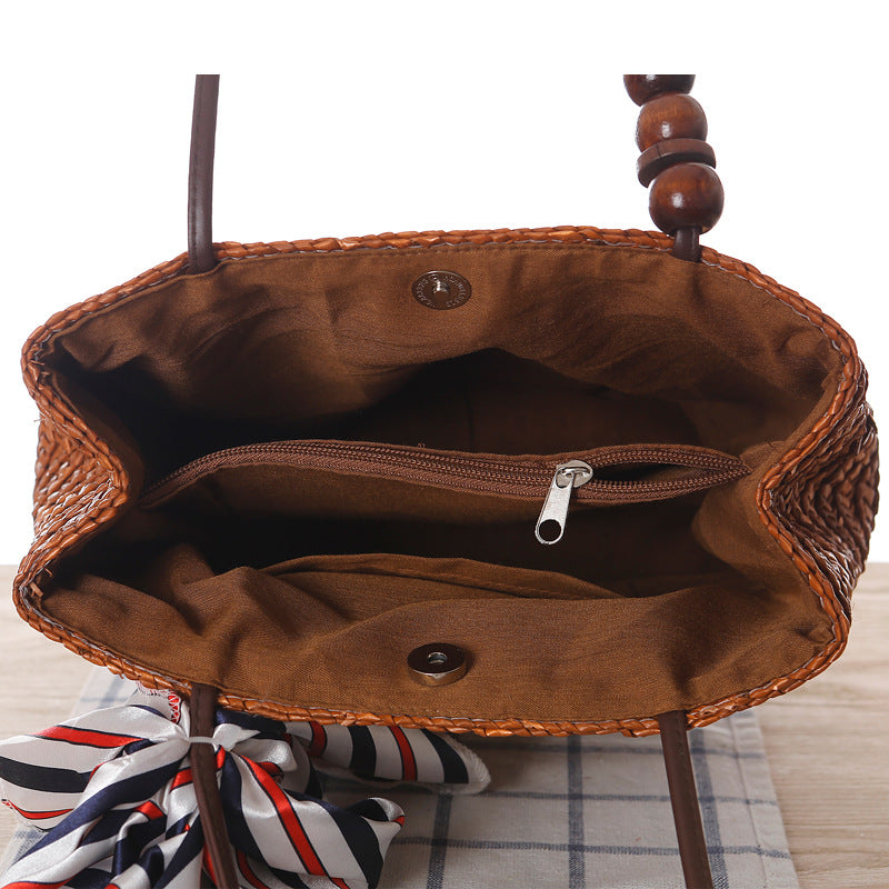 Handmade crochet straw knit woven summer bag for women from the summer collection