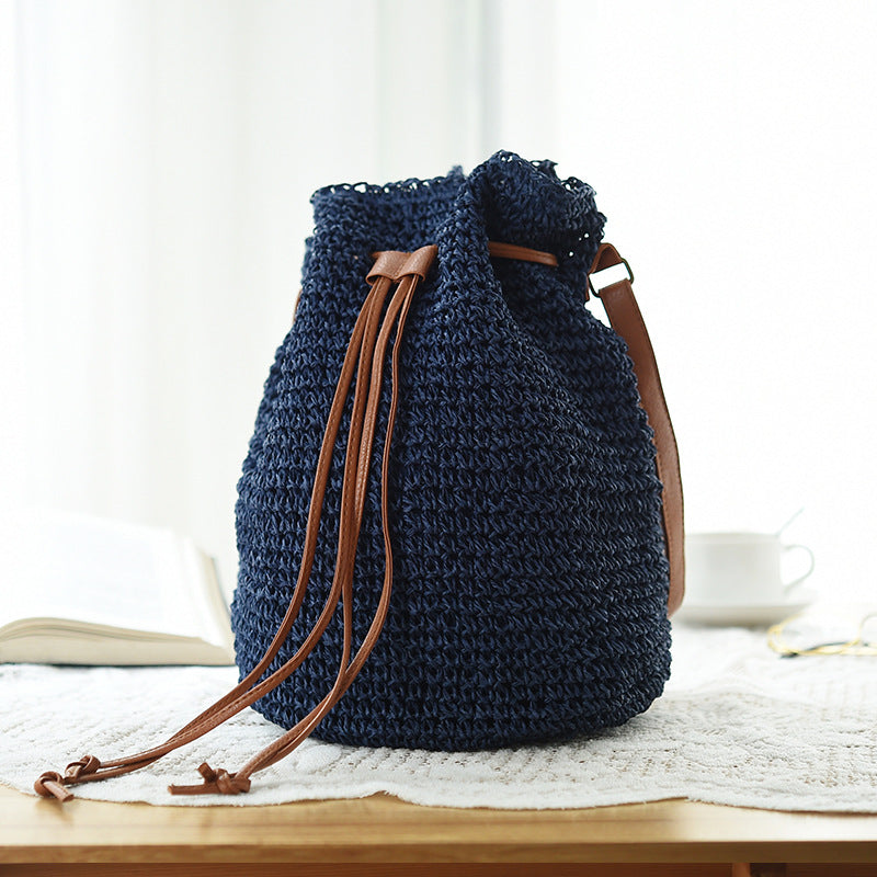 Handmade crochet straw knit woven summer bag for women from the summer collection