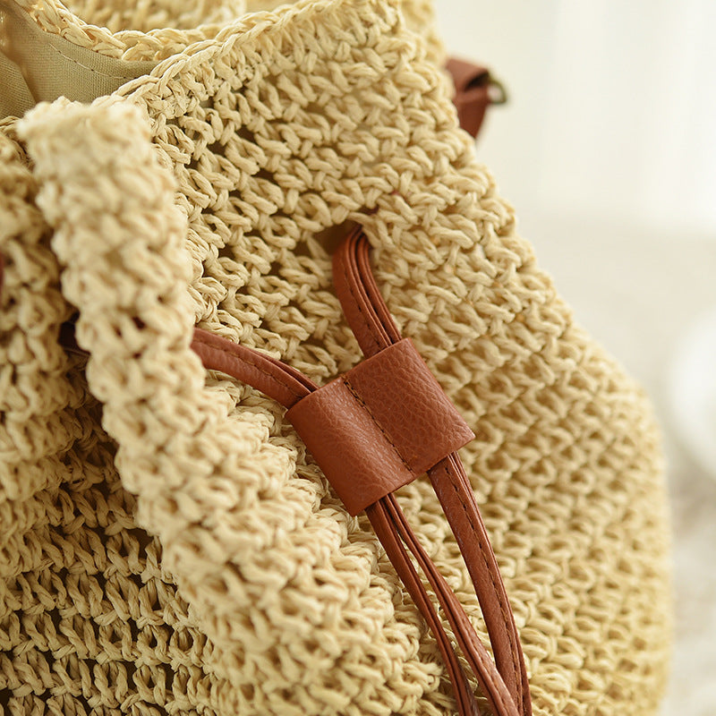 Handmade crochet straw knit woven summer bag for women from the summer collection