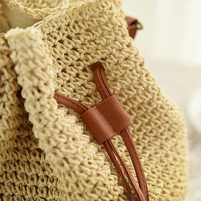 Handmade crochet straw knit woven summer bag for women from the summer collection