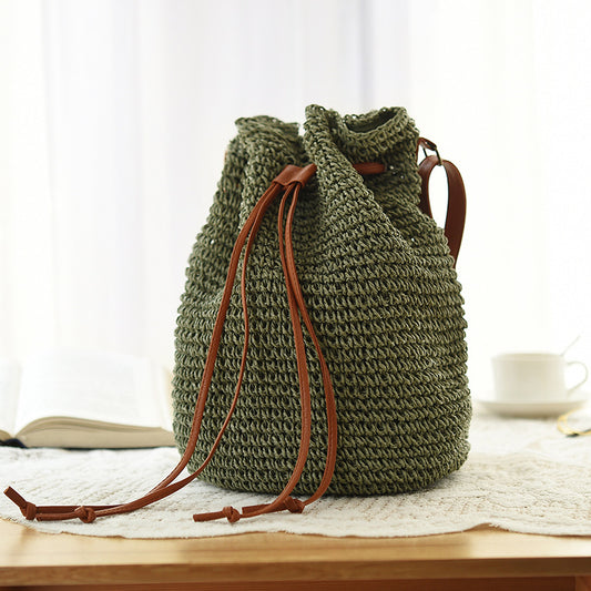 Handmade crochet straw knit woven summer bag for women from the summer collection