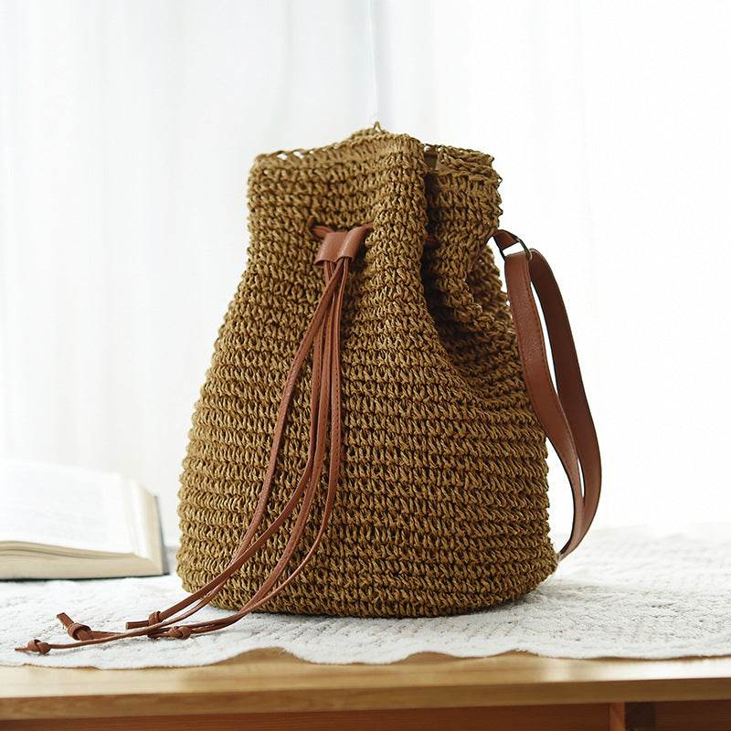 Handmade crochet straw knit woven summer bag for women from the summer collection