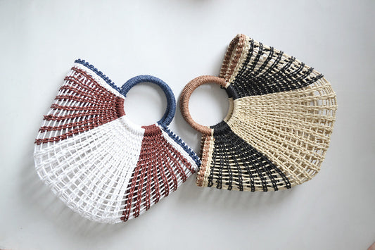 Handmade crochet straw knit woven summer bag for women from the summer collection