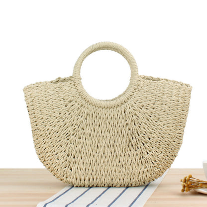 Handmade crochet straw knit woven summer bag for women from the summer collection