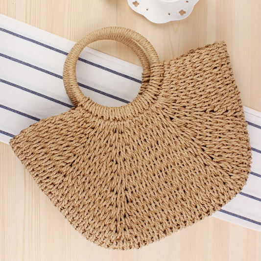 Handmade crochet straw knit woven summer bag for women from the summer collection