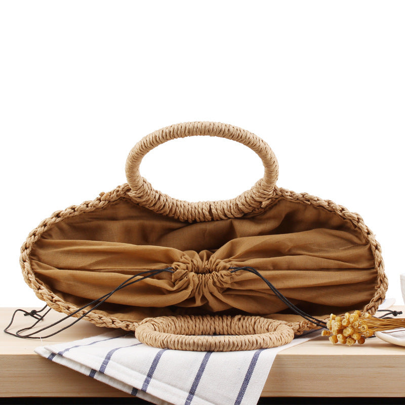 Handmade crochet straw knit woven summer bag for women from the summer collection