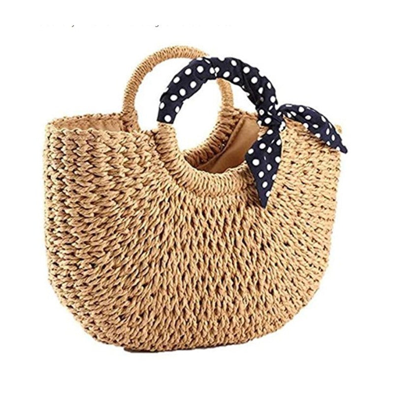 Handmade crochet straw knit woven summer bag for women from the summer collection