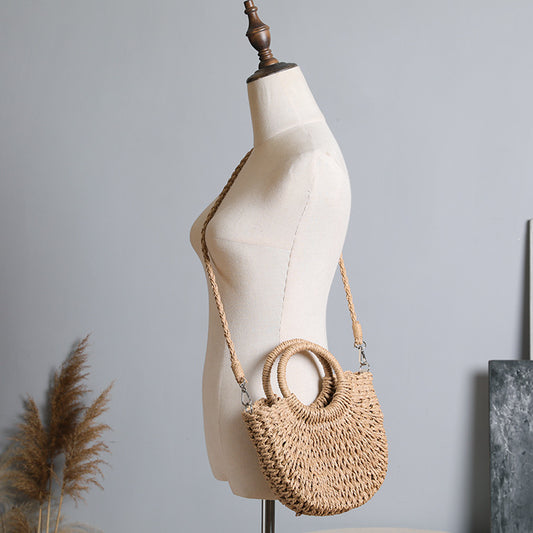 Handmade crochet straw knit woven summer bag for women from the summer collection