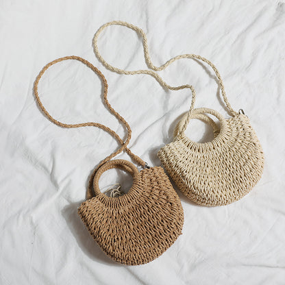 Handmade crochet straw knit woven summer bag for women from the summer collection