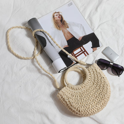 Handmade crochet straw knit woven summer bag for women from the summer collection
