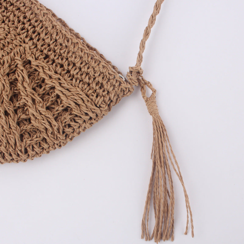Handmade crochet straw knit woven summer bag for women from the summer collection