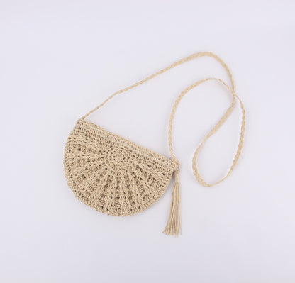 Handmade crochet straw knit woven summer bag for women from the summer collection