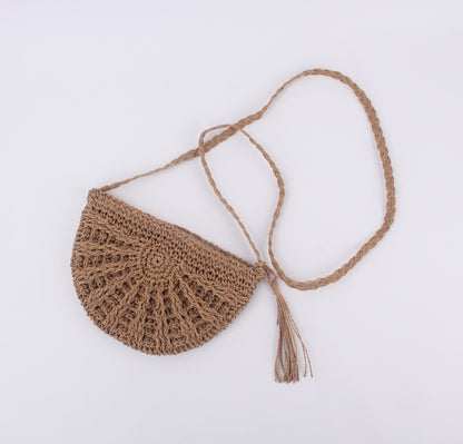 Handmade crochet straw knit woven summer bag for women from the summer collection