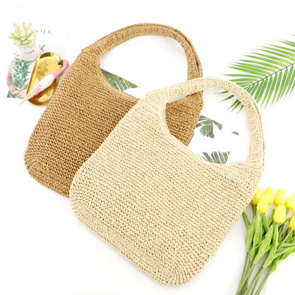 Handmade crochet straw knit woven summer bag for women from the summer collection