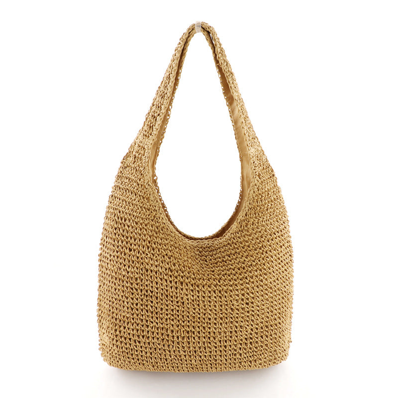 Handmade crochet straw knit woven summer bag for women from the summer collection