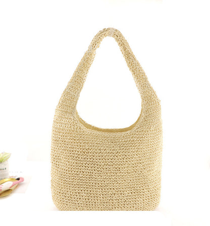 Handmade crochet straw knit woven summer bag for women from the summer collection