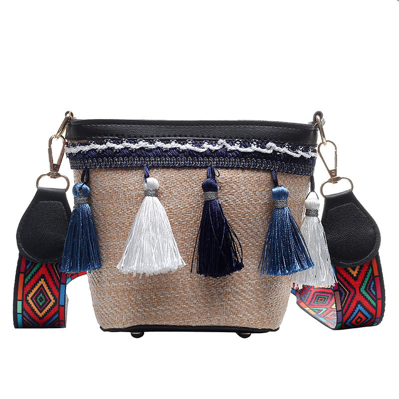 Handmade crochet straw knit woven summer bag for women from the summer collection
