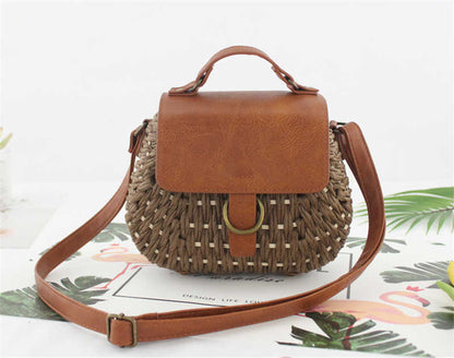 Handmade crochet straw knit woven summer bag for women from the summer collection