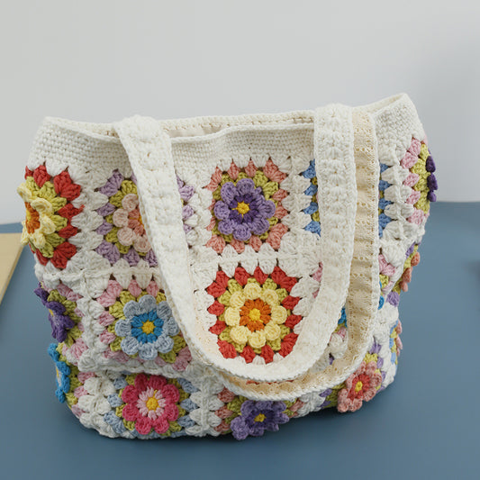 Handmade crochet straw knit woven summer bag for women from the summer collection