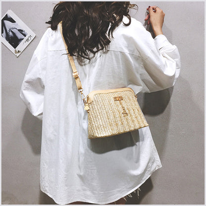 Handmade crochet straw knit woven summer bag for women from the summer collection