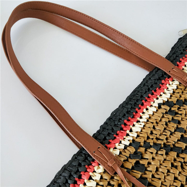Handmade crochet straw knit woven summer bag for women from the summer collection