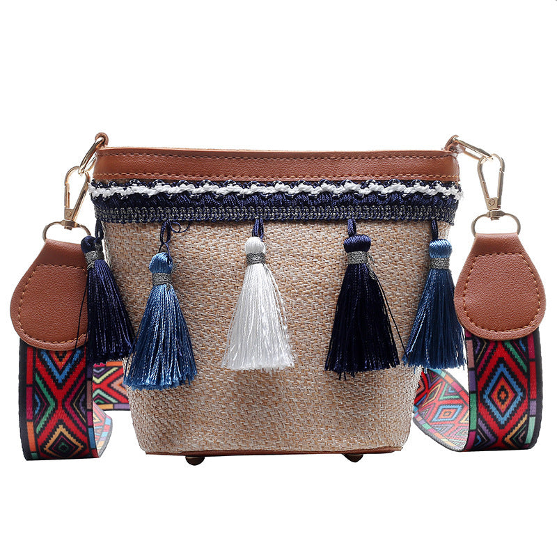 Handmade crochet straw knit woven summer bag for women from the summer collection
