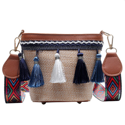 Handmade crochet straw knit woven summer bag for women from the summer collection