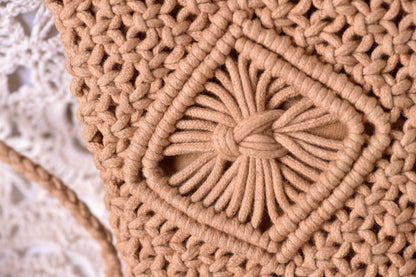 Handmade crochet straw knit woven summer bag for women from the summer collection
