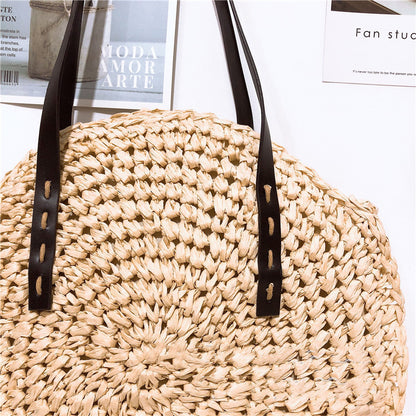 Handmade crochet straw knit woven summer bag for women from the summer collection