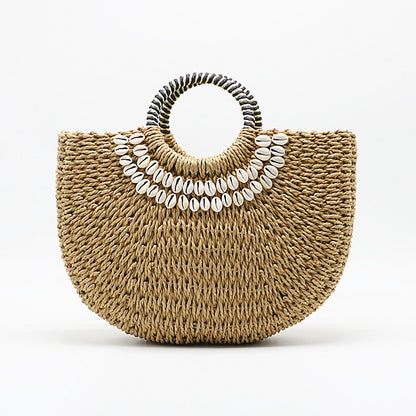 Handmade crochet straw knit woven summer bag for women from the summer collection