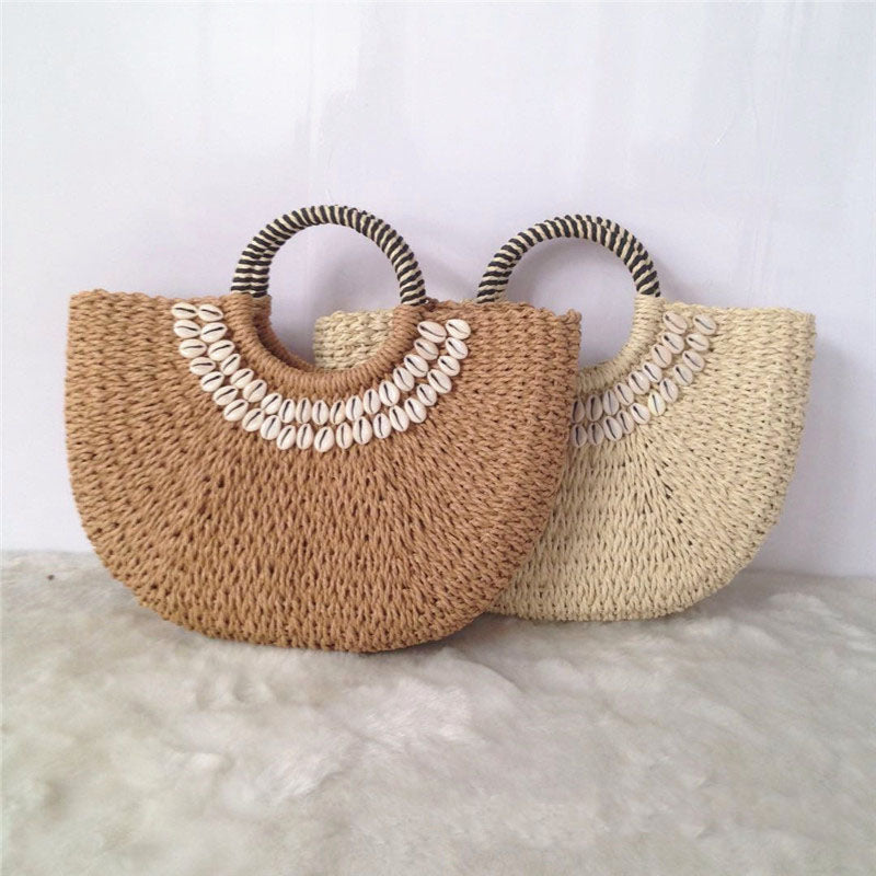 Handmade crochet straw knit woven summer bag for women from the summer collection