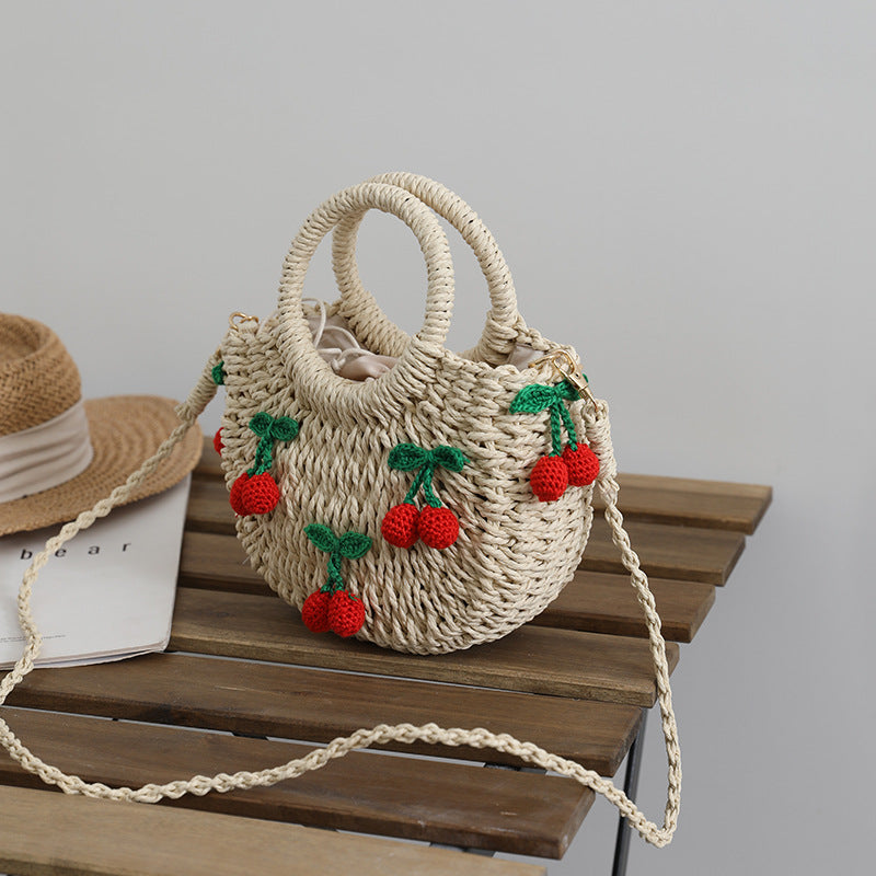 Handmade crochet straw knit woven summer bag for women from the summer collection